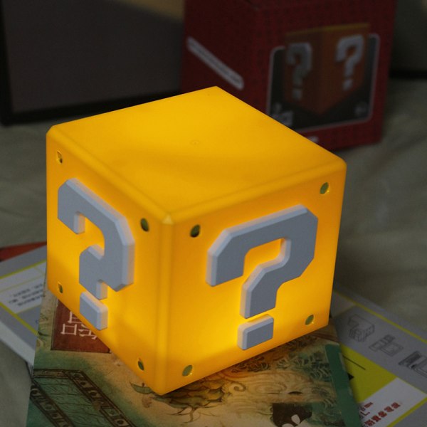 Super Mario LED Spørsmålstegn Brick Night Light USB Charging De Yellow one size