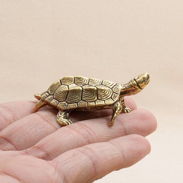 Retro Messing Skildpadde Statue Desktop Ornamenter Solid Kobber Turt Gold one size