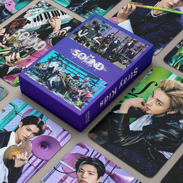 55kpl/ set Kpop Stray Kids Lomo Cards Uusi albumi The Sound Photo Black one size
