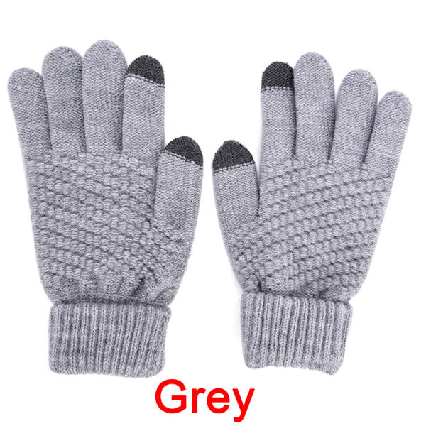 strikket Vinter Varm Uld Handsker Touch Handsker Mand Kvinder Vinter Grey One Size