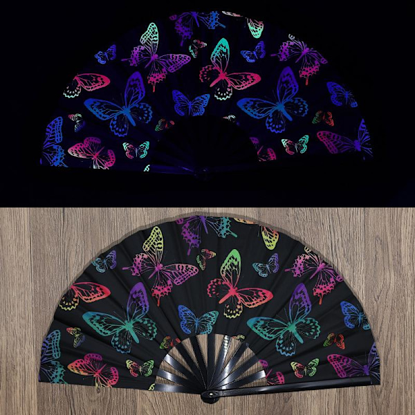 Kung Fu Fläkt UV Tryck Fluorescerande Fläkt Bambu Ben Vikbar B