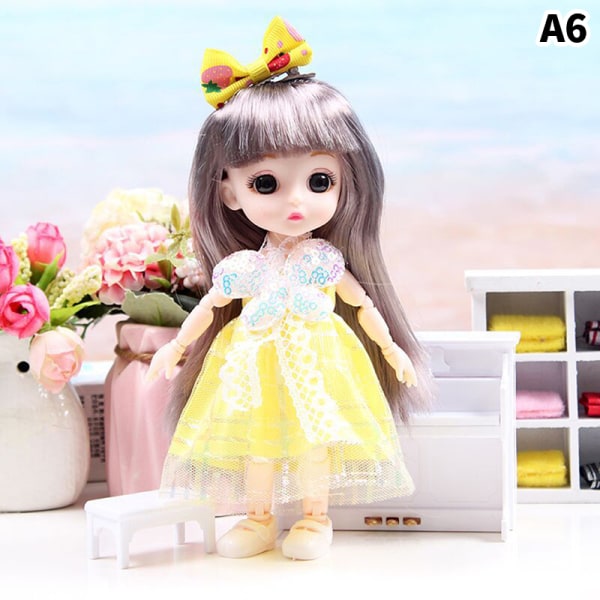 17 cm dukke med tøj Sko DIY Movable s Princess Figur Gave Multicolor A6