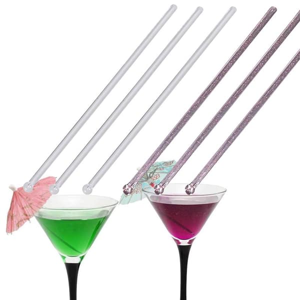 100 st transparenta plastpinnar drinkpinnar med kulhuvud Silver 18cm