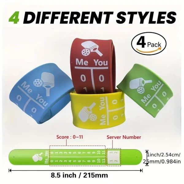 4 stk. Pickleball Scorekeeper Armbånd Quick-Score Playback Des 4pcs