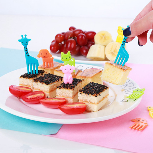 Mini Kids Animal Farm Frukt Gaffel Tegneserie Snack Cake Dessert Fr A2