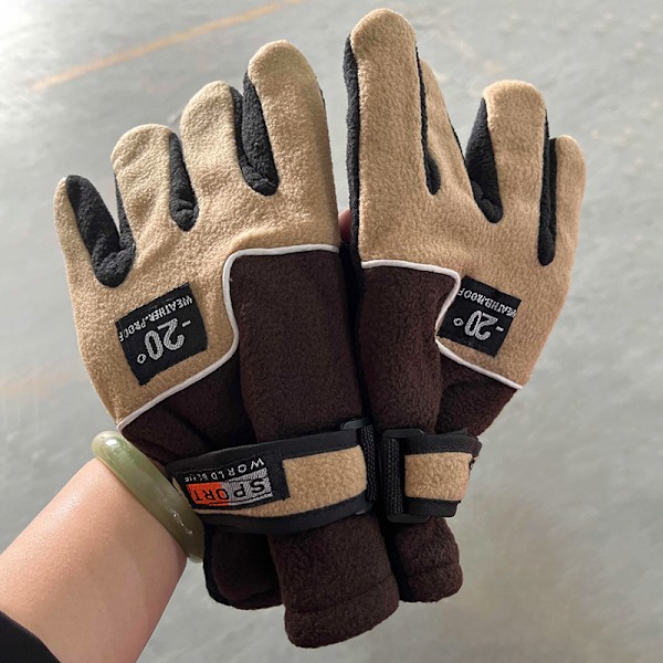 -20℃ Vintervarme Fleecehansker Menn Termisk Sport Sykling Snø Dark brown