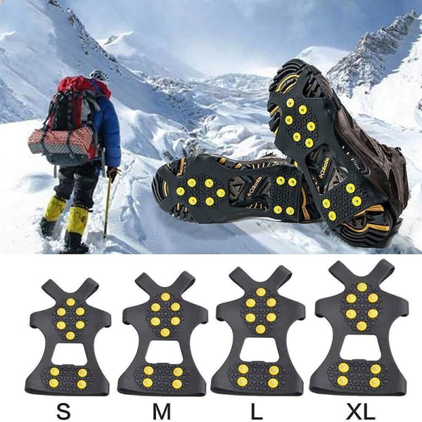 10-studs snöiskloklättring Anti-slip Spikes Grips Crampon C black L