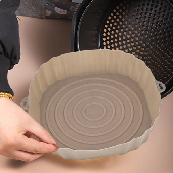 18 cm ilmarasvakeitin silikonipannu Ilmarasvakeitin Basket Liner tarttumaton Ov Gray