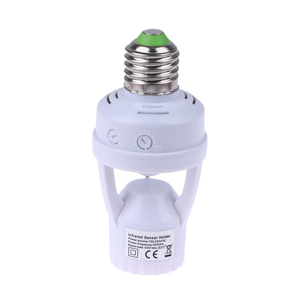 1Pc AC100-240V E27 Socket Converter med PIR bevægelsessensor LED White