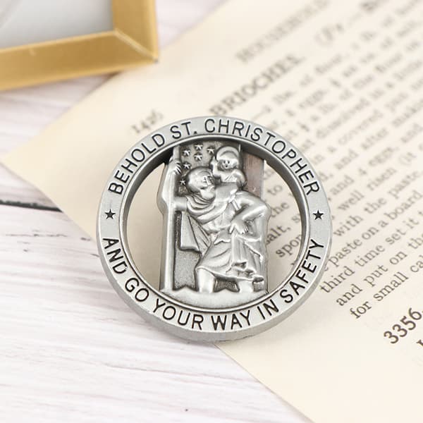 St Christopher Medal Car Saint Christopher Visir Clip Auto Sun Onesize
