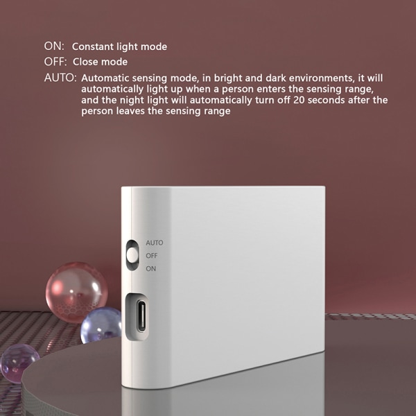 Smart Motion Sensor Light Uppladdningsbar trådlös magnetisk LED-ingång White A