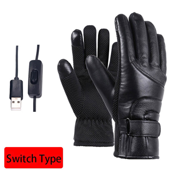 Elektrisk oppvarmede hansker Oppladbar USB Håndvarmer Oppvarming Glo Black Onesize