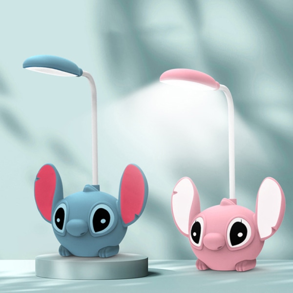 1Pc Anime Stitch Bordlampe Øjenbeskyttelse LED Natlys USB Pink one size