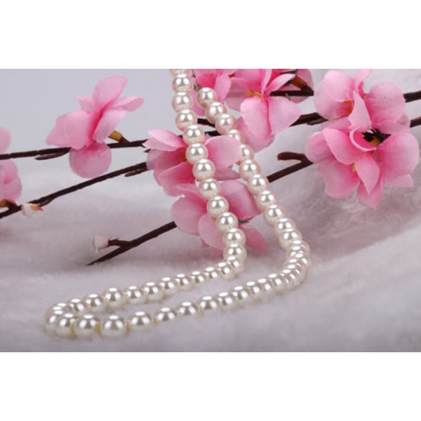 Vitt 8mm Faux Pearl Beads halsband