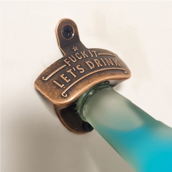 Vintage veggmontert vinøl flaskeåpnerverktøy nøkkelringstang D Green bronze onesize