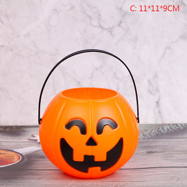 Halloween Party Rekvisiitta Muovinen Pumpkin Bucket Koristele Halloween Orange 11*11*9CM