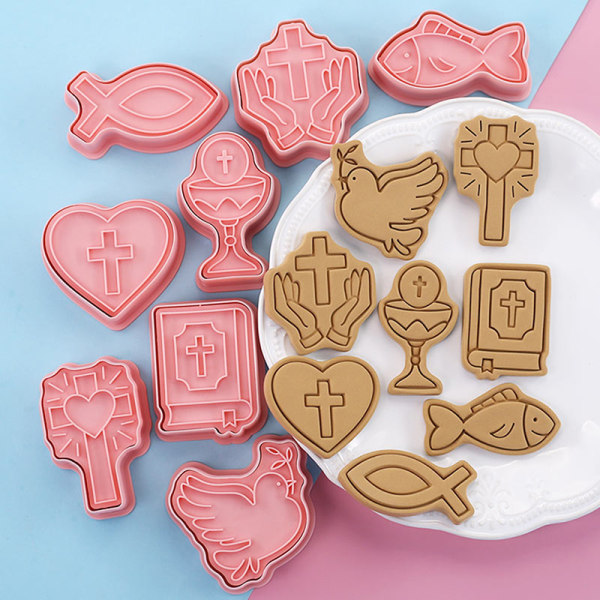 8 STK Kristen nattverd Cookie ter Cross Chalice Press Kjeks one size