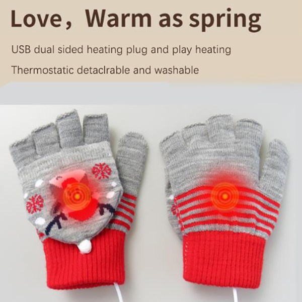Juleelektriske opvarmede handsker Genopladelig USB-håndvarmer H E Onesize