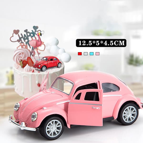 1:32 Retro Vintage Beetle Pull Back Bilmodell Lekebarn Gave Pink 1pc