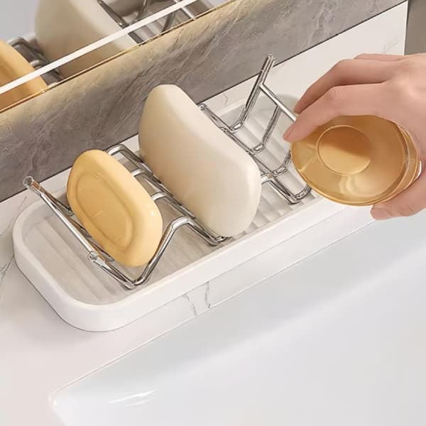 2-pak sæbestativ i rustfrit stål afløbssæbebakke køkkenvask 2pcs Set