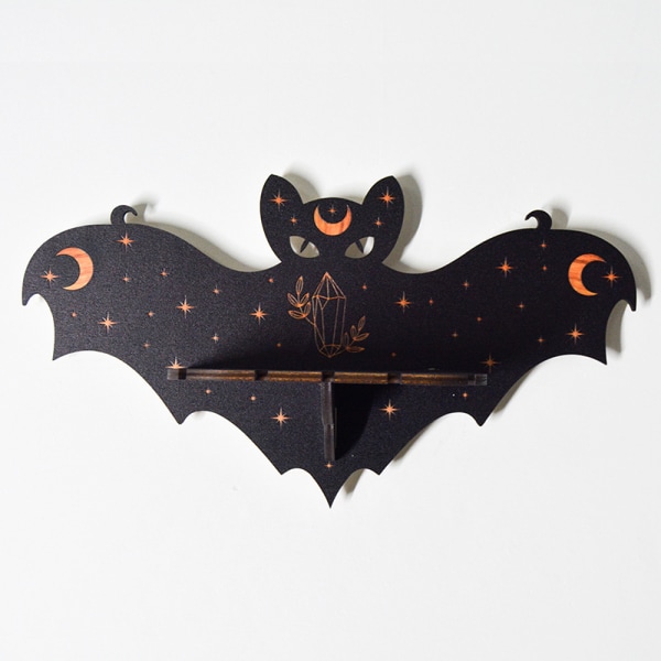 Lepakkohylly Arkkuhylly Spooky kelluvat hyllyt Goth Decor Bat S Black one size