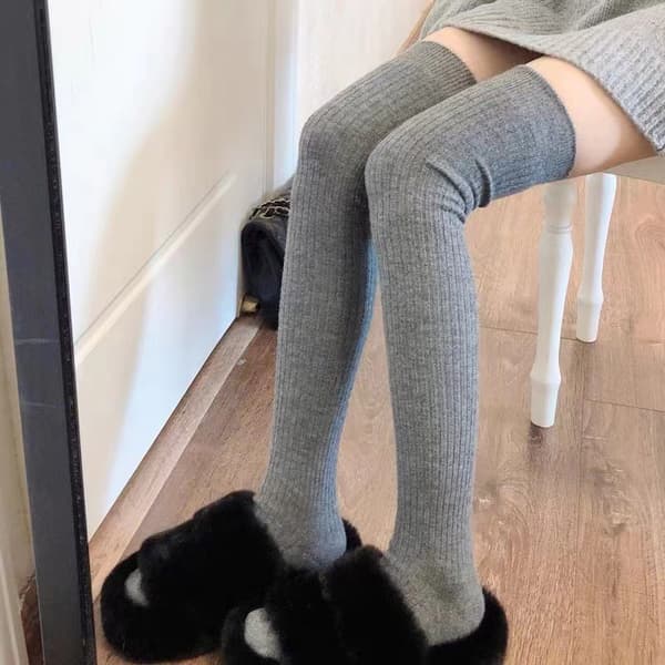 1 Par Nye Kvinner Vinter Varm Tykke Termiske Høystrømper Casu Gray ONESIZE