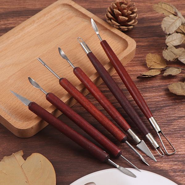 6 Styck Lera Skulptera Set Vax Lera Snidverktyg Forma Poly One Size