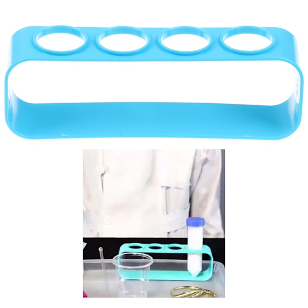 Plast reagensrørstativ 4 hull holder støtte lab reagensrør sta Blue one size