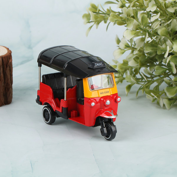 Alloy Tricycle Retro Simulation Model Three Wheeled Motorcycle Red 1pc