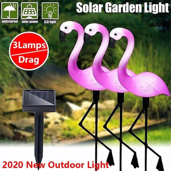 3Lamps/Drag New Led Solar Power Flamingo Lawn Garden Stake Land Red 3PCS