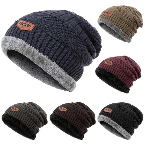 Vinterhatt för män Bomull Tjocka Varma mössor Hatt Mode Unisex Black one size
