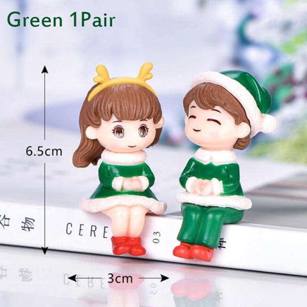 Christmas Lover Par Model Figur DIY Miniature Bonsai Xmas Green 2pcs