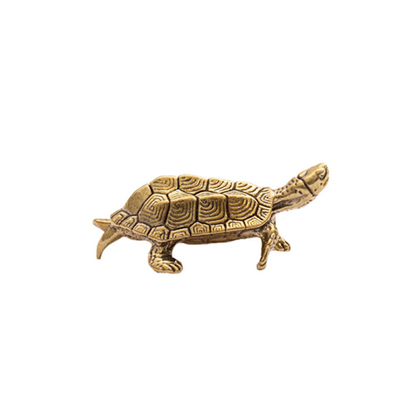 Retro mässingssköldpaddastaty Desktop Ornament Solid Copper Turt Gold one size