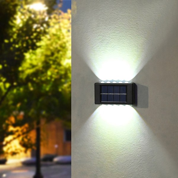 Solar væglampe udendørs vandtæt op og ned lysende lysin 6led Warm White 1Pc
