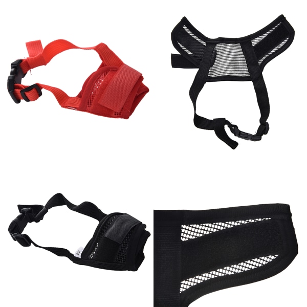 Pet Dog Justerbar maske Bark Bite Mesh Munn Snutepleie An Red M