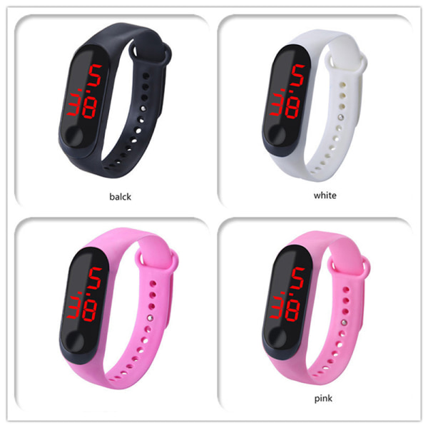 LED-digitaalinen urheilukello watch , naisille unisex pojille, tytöille Black one size
