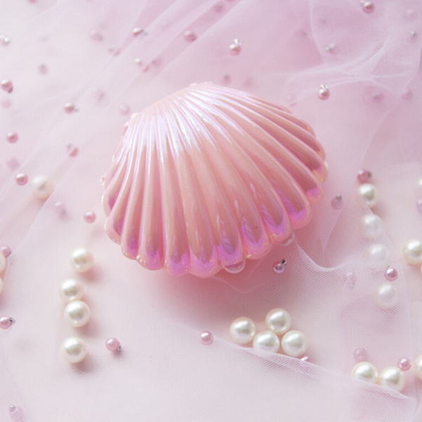 Shell Ring Halskjede Øredobber Smykker Oppbevaring Organizer Box Case Pink 10cm
