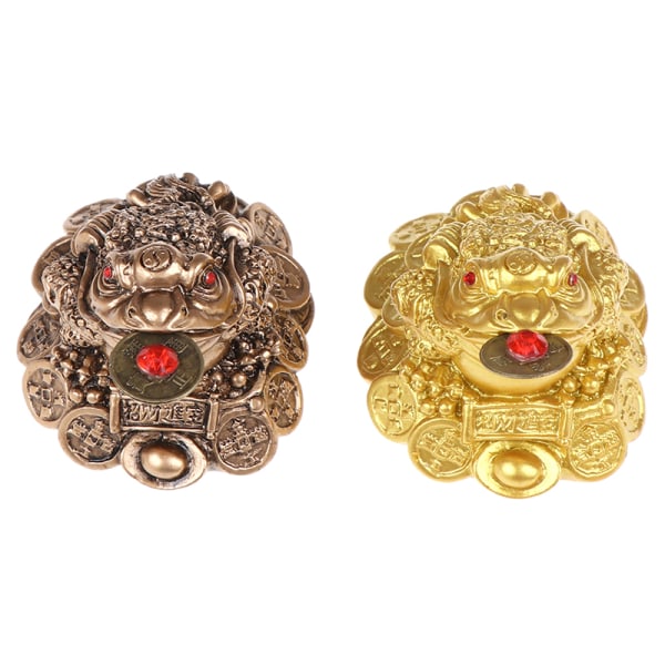 1 stk Fortune Frog Feng Shui Lucky Money Padde Hjemmekontordekor Gold one size