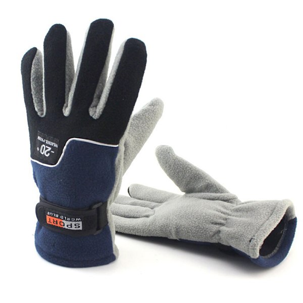 -20℃ Vintervarma Fleecehandskar Män Termisk Sport Cykling Snö Blue