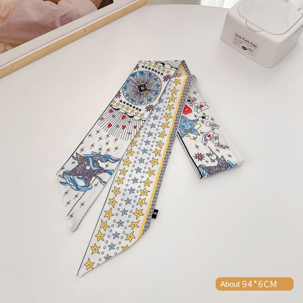 Nytt mode sidenscarf hårband Long Ribbon Bow n Printing Hai A7 one size