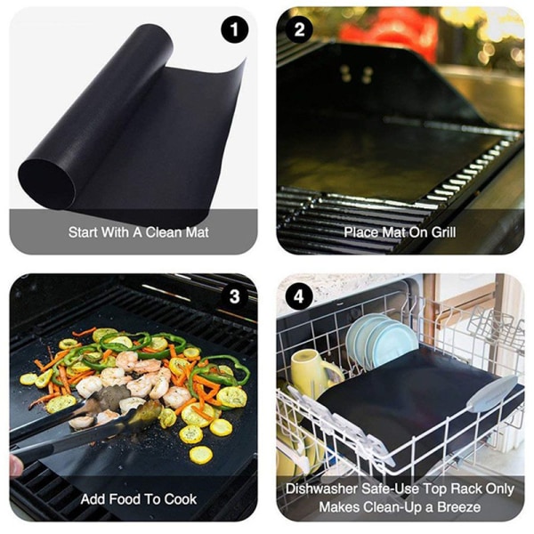 Genanvendelige Non-stick BBQ Grillmåtte Barbecue Bagning Liners Teflon 5Pcs 30*40CM