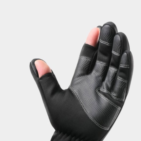 Vinterfiskehandskar 2 Finger Flip Vattentät vindtät Cyclin Black M