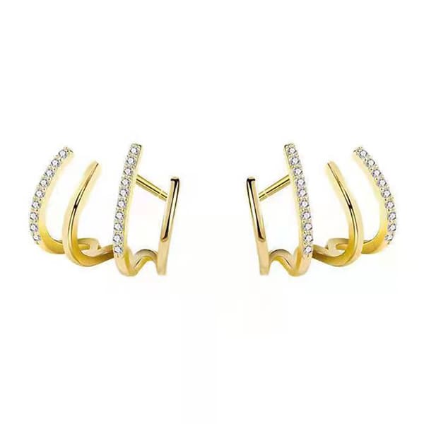 Ørering Klo Ørekrog Clip Øreringe Kvinder Fire-Prong Setting Fas Silver