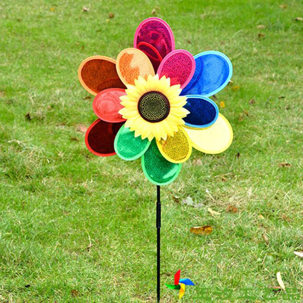 Dobbeltlags fargerik solsikke vindmølle DIY utendørs leker Multicolor One Size