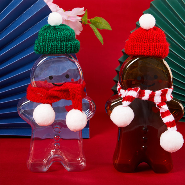 500 ml Gingerbread Man -pullo karhun muotoinen muovinen juomakuppi Chris Transparent Bottle