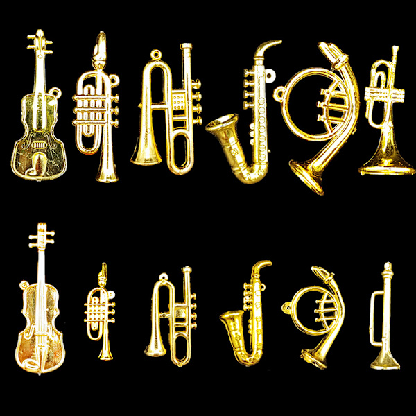 Nukkekodin miniatyyri galvanoitu kultainen musiikki-instrumentti DIY S A7 onesize