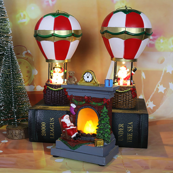 Snømann Julenissen Varmluftsballong Jul LED Lys Ornament C onesize