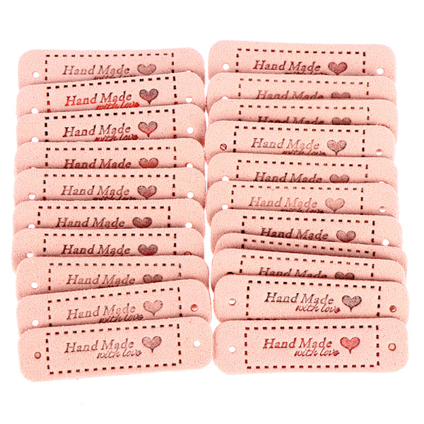 20 st Etiketter Handgjorda Med Kärlek Klädetiketter DIY Hantverk S Pink