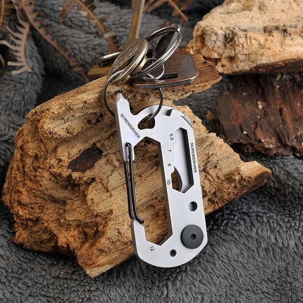 Monitoiminen kiipeilykarabiini EDC Keychain Gear -ulkotyökalu Silver one size