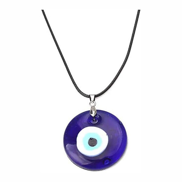 Väri Lasi Sininen Evil Eyes Riipus kaulakoru Naisten Miesten Pyöreä Tur A6 OneSize